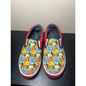 Kids Pokemon Slip On Shoes Ash Pikachu Charmander Squirtle Bulbasaur